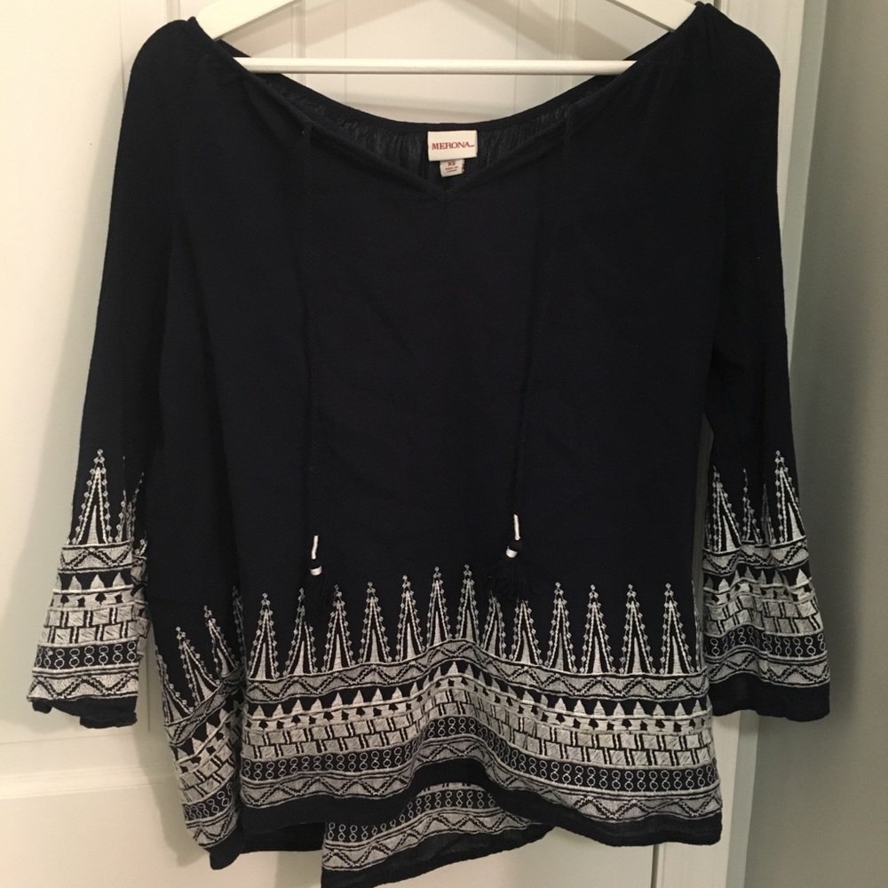 Blue and white detailed shirt